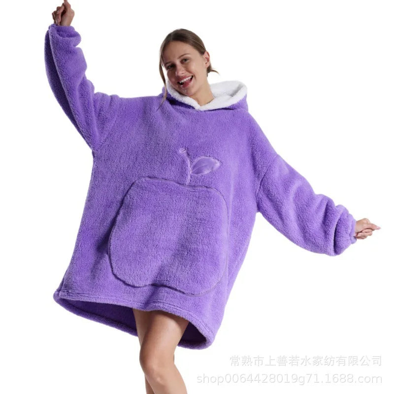 Thickened Warmth Sleepwear Sweatshirt Home Clothes round Neck Full Sleeve Loose Version Coat Style Polyester Fiber Women's Fashi
