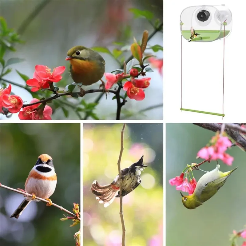 HOES-Bird Feeder And Camera With Strong Suction Cup Weatherproof Large-Capacity Food Organizer Birdwatching, Gift For Bird Lover