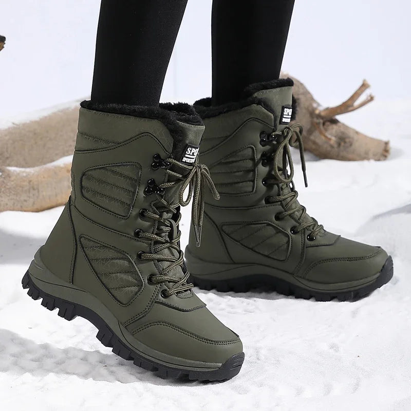 Ladies' Fashionable Snow Boots Solid Color Design Round Toe Style Ultra-fine Fiber Outer Layer Fabric Lining Rubber Sole