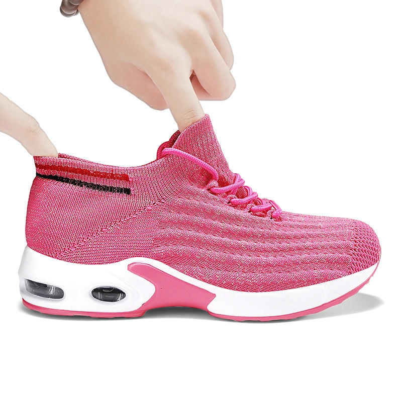 2025 New Women Walking Shoes Fashion Slip on Sock Sneakers Women Casual Breathable Wedges Shoes Ladies Loafers Flats Tenis shoes