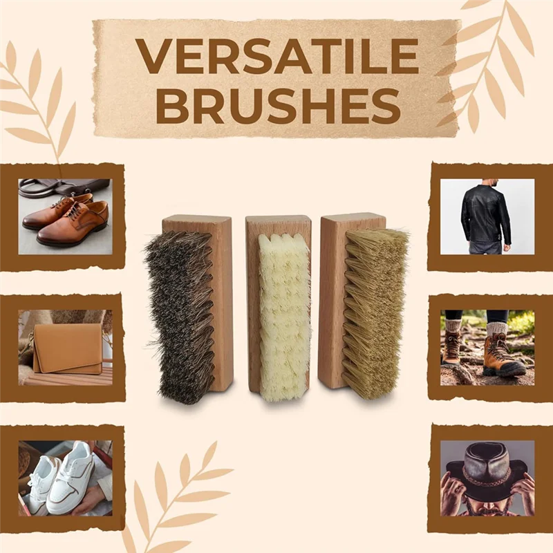 A69eshoe Brushes For Cleaning Horse Hair Brush For Leather Ultimate Shoe Cleaning Brush Set