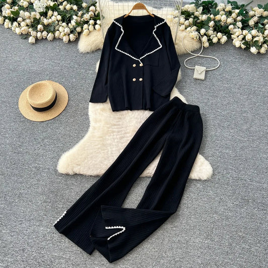 Pants Set Women Two Piece Sets Hooded Matching Sets Sweatshirts Long Pants High Waist Knitted Splice Y2k Casual Jogger 2025