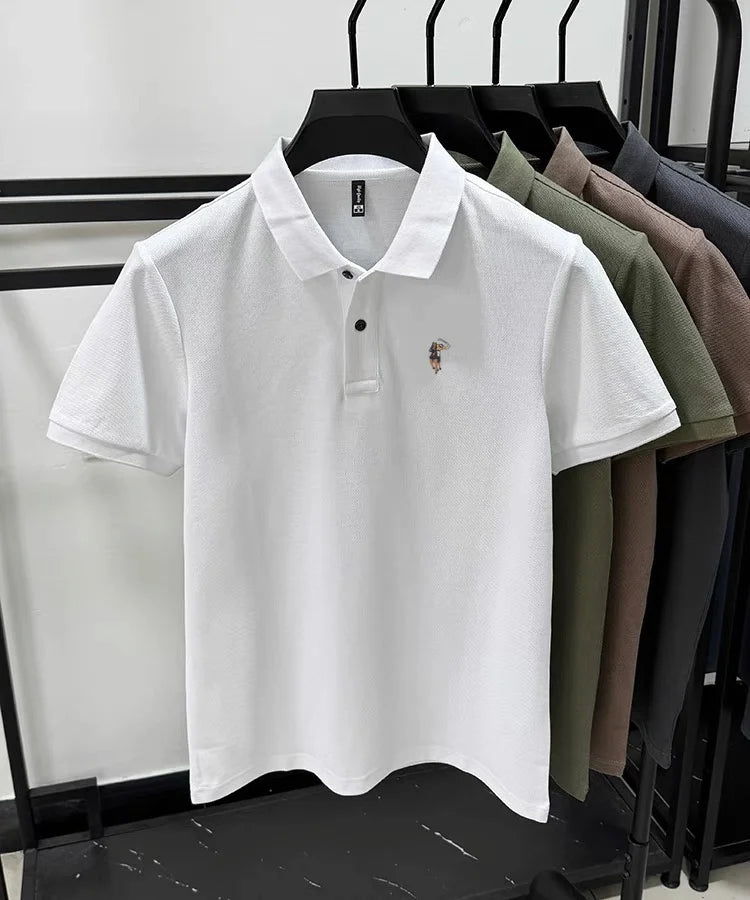 100% pure cotton new men's short sleeve summer comfortable breathable polo shirt high-end brand designer embroidered T-shirt top