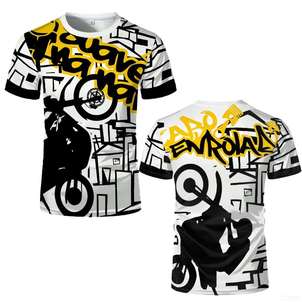 Summer Street Hip-hop Trendy Printed Tops Quebrada Grau 244 De Favela Moto T-shirts Men's Oversized Breathable Short Sleeves