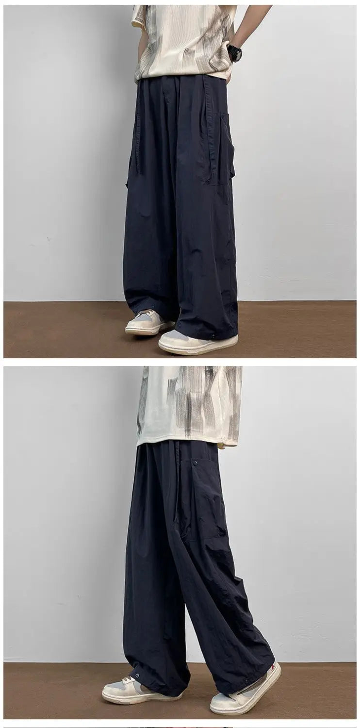American Workwear Pants Men Summer New Thin Trendy Loose Straight Casual