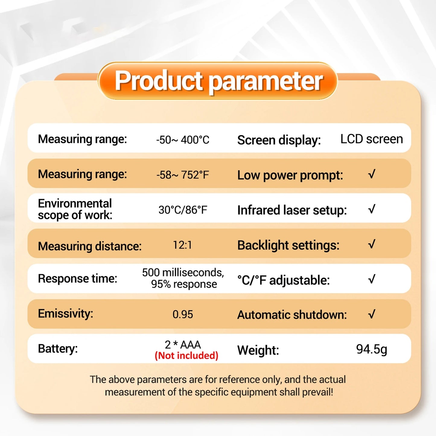 ANENG TH201 Digital Infrared Thermometer Gun Non-Contact Laser Thermometer High Accuracy Industrial Infrared Thermometer