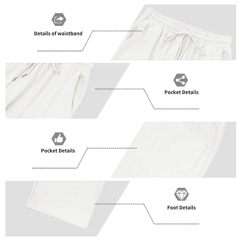 European and American Independent Station Men's Casual Trousers Loose Straight Pants Pit Strips Jacquard Wide Leg Pants