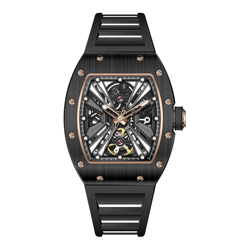 Watch for Men Skeleton Mechanical Sports Watches Men's Luminous Waterproof Automatic Wristwatch Steel Case Relogio Masculino