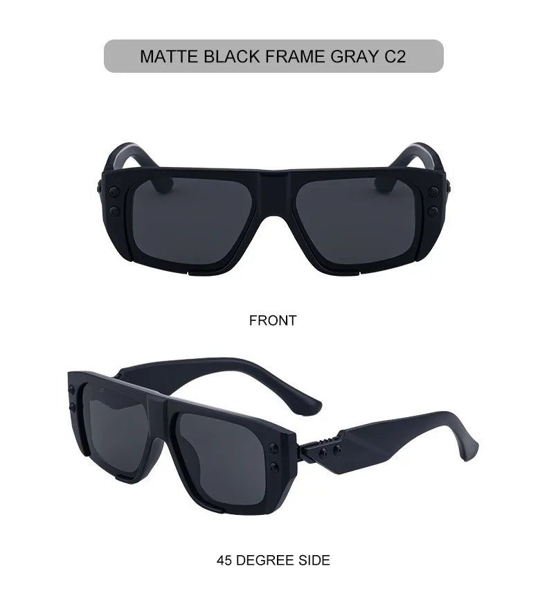 Polarized Oversized Square Sunglasses Men 2025 Luxury Brand Retro Steampunk Outdoor Sun Glasses Trendy Shield Shades UV400