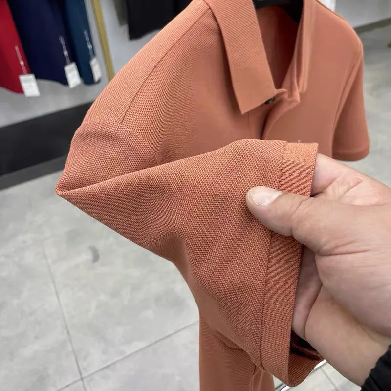 100% pure cotton men's short sleeved polo shirt summer fashion casual top comfortable and breathable high-quality lapel T-shirt