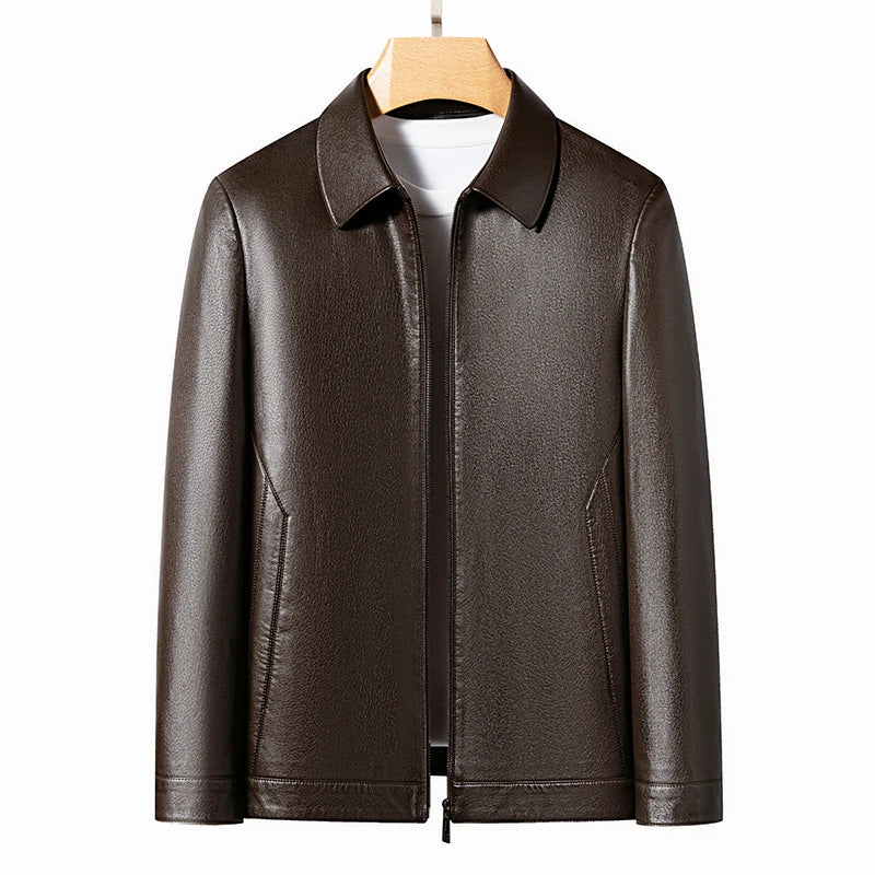 YN-335 Men's Lapel Jacket Natural Leather  Jacket Spring and Autumn Sheepskin Jacket Men