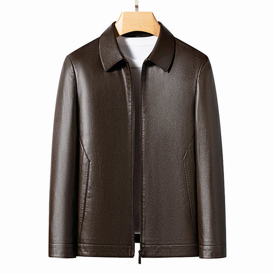 YN-335 Men's Lapel Jacket Natural Leather  Jacket Spring and Autumn Sheepskin Jacket Men