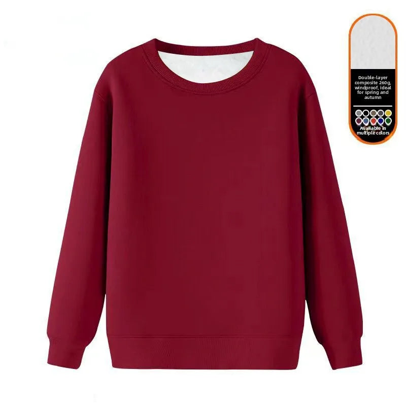 Men's Fleece Lined round Neck Sweatshirt Loose Long Sleeve T-Shirt Thickened Lamb Velvet Warm Winter Base Layer Shirt
