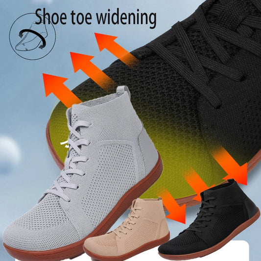 Men's And Women's High Top Barefoot Walking Shoes, Wide Toe Loose Shoes, Suitable For Comprehensive Training In The Gym And Driv