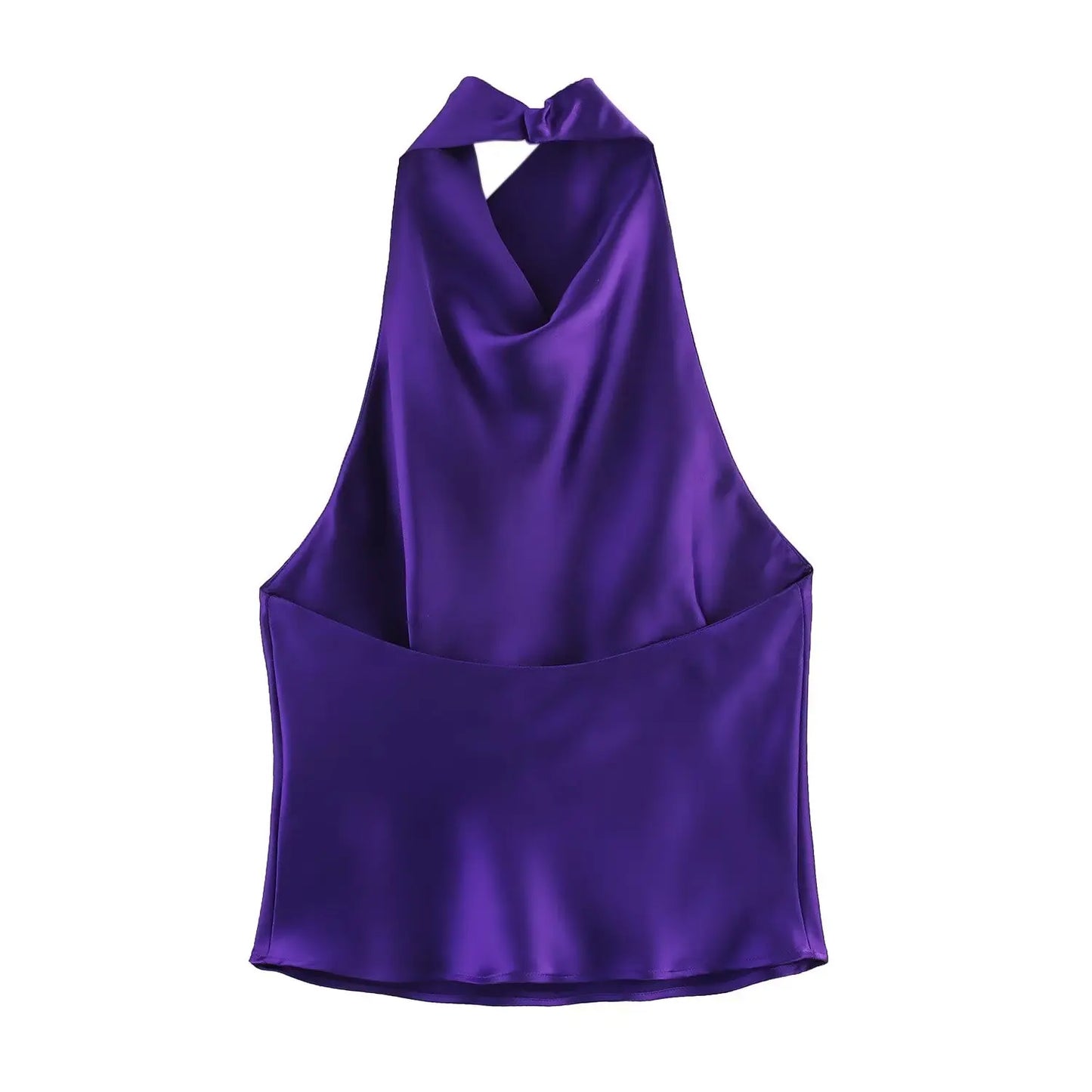 HH Women Summer Sexy Sleeveless Backless Vest Top Female New Fashion Solid Chic Neck Halter Button Pleated Design Slim Top