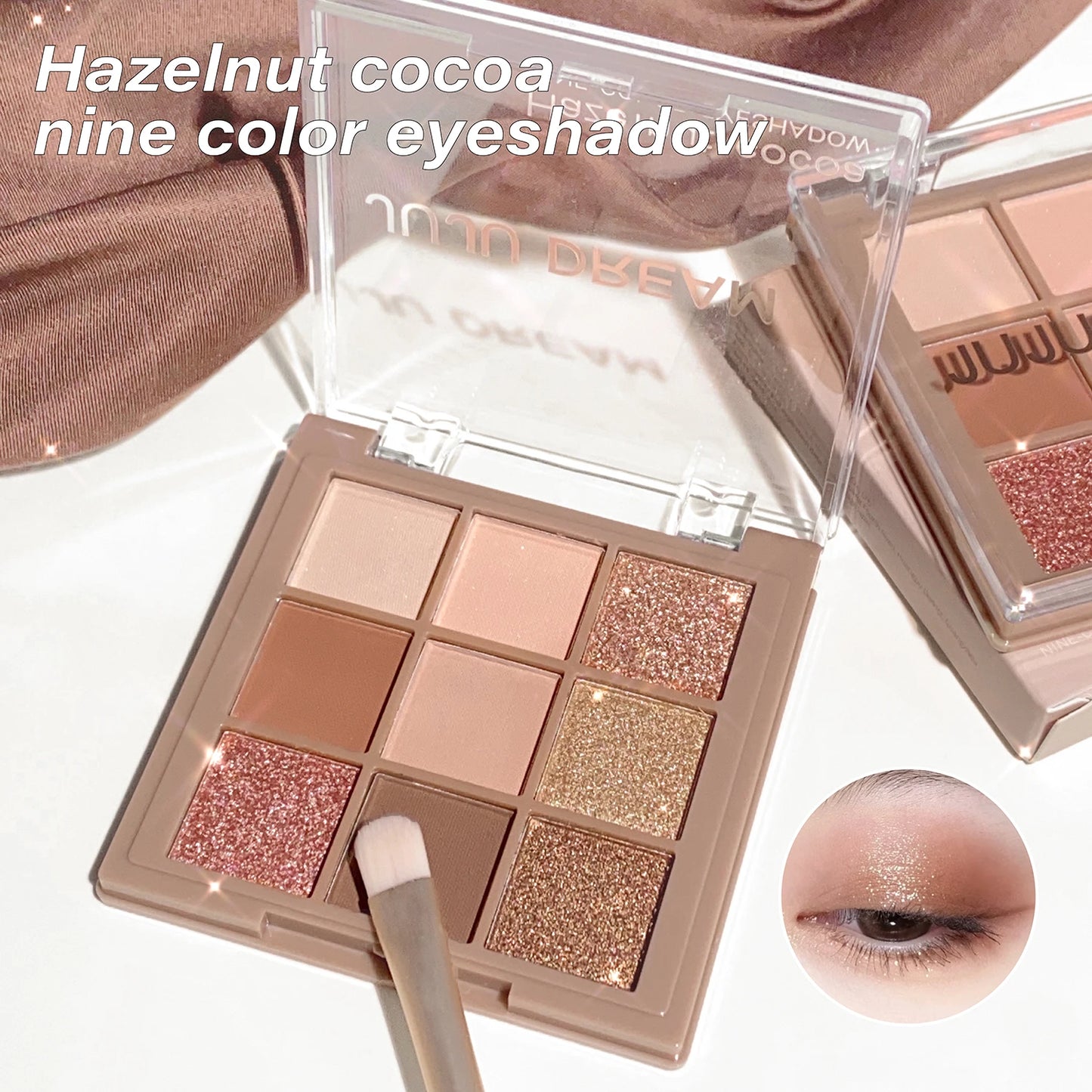 Milk tea nine-color eyeshadow palette, nine-grid eyeshadow with fine shimmer, shimmer and matte nude shades