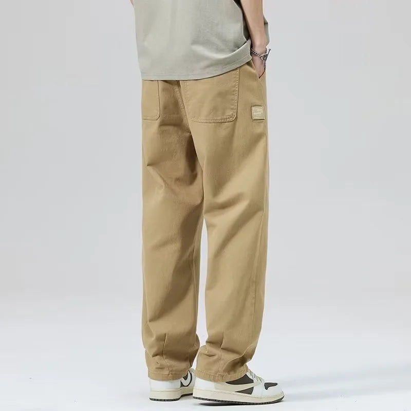 Spring Autumn Men's Loose Straight Leg Casual Sports Pants Trendy Brand Versatile Youthful Sle Long Pants Casual Trousers
