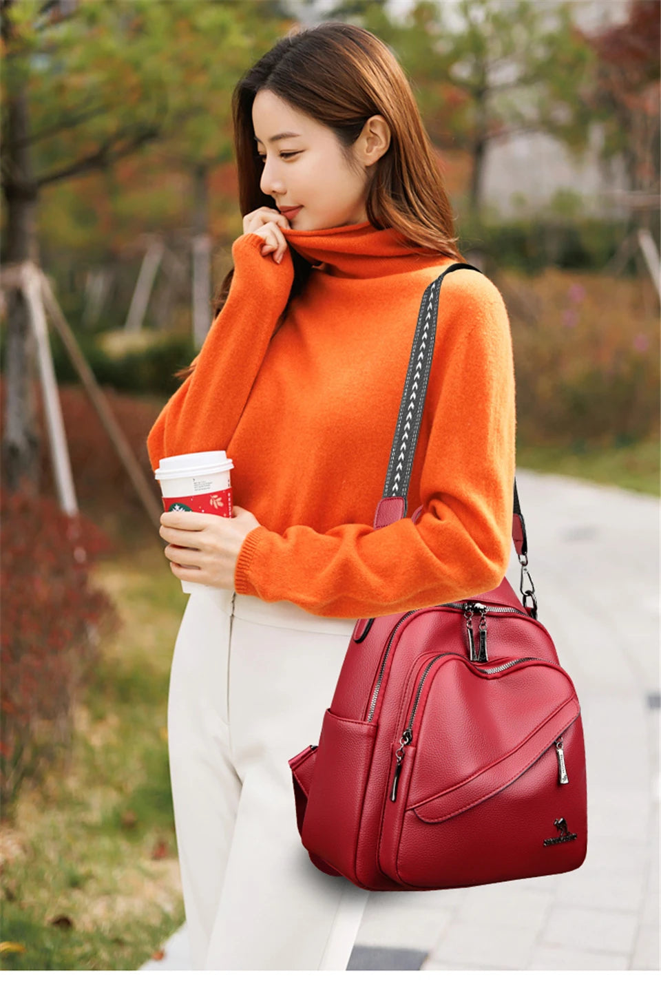 Fashion Backpacks Women Shoulder Bag Simple Rucksack Female Soft Leather Back Pack Ladies Travel Bag Large Capacity School Bags