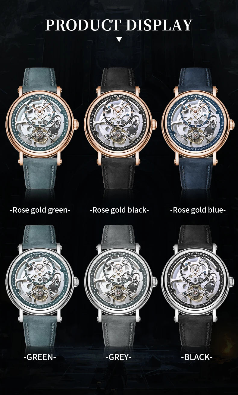 TEVISE New Automatic Watch for Men Mechanical Watch Skeleton Wristwatch Luminous Stainless Steel Top Luxury Watch Waterproof