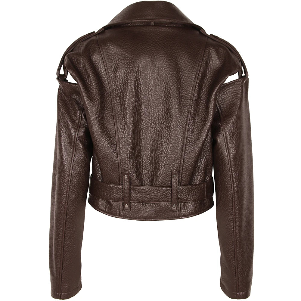 YOLOAgain Real Leather Jacket Women Cropped Jacket Spring 2025