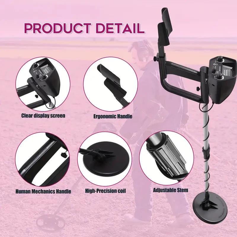 MD-4030 metal detector. Professional underground treasure finder, ID68 waterproof. Search coil, battery powered (not included)