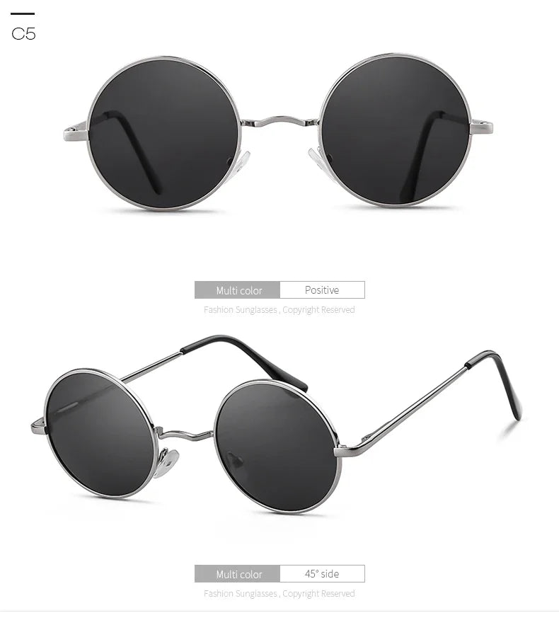 Trendy Round Polarized Sunglasses High Quality Brand Design Vintage Party Men Circle Small Frame Women Yellow Shades Sun Glasses