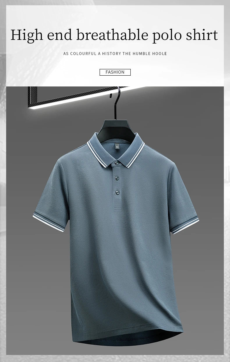 100% pure cotton men's polo shirt summer new fashion casual short sleeve comfortable luxury new simple solid color lapel T-shirt