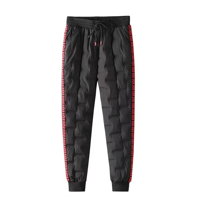 Men's down Trousers Large Size Winter Fce Warm Casual Du down Cotton Pants Loose Fit mid Waist Long Pants Polyester Fiber