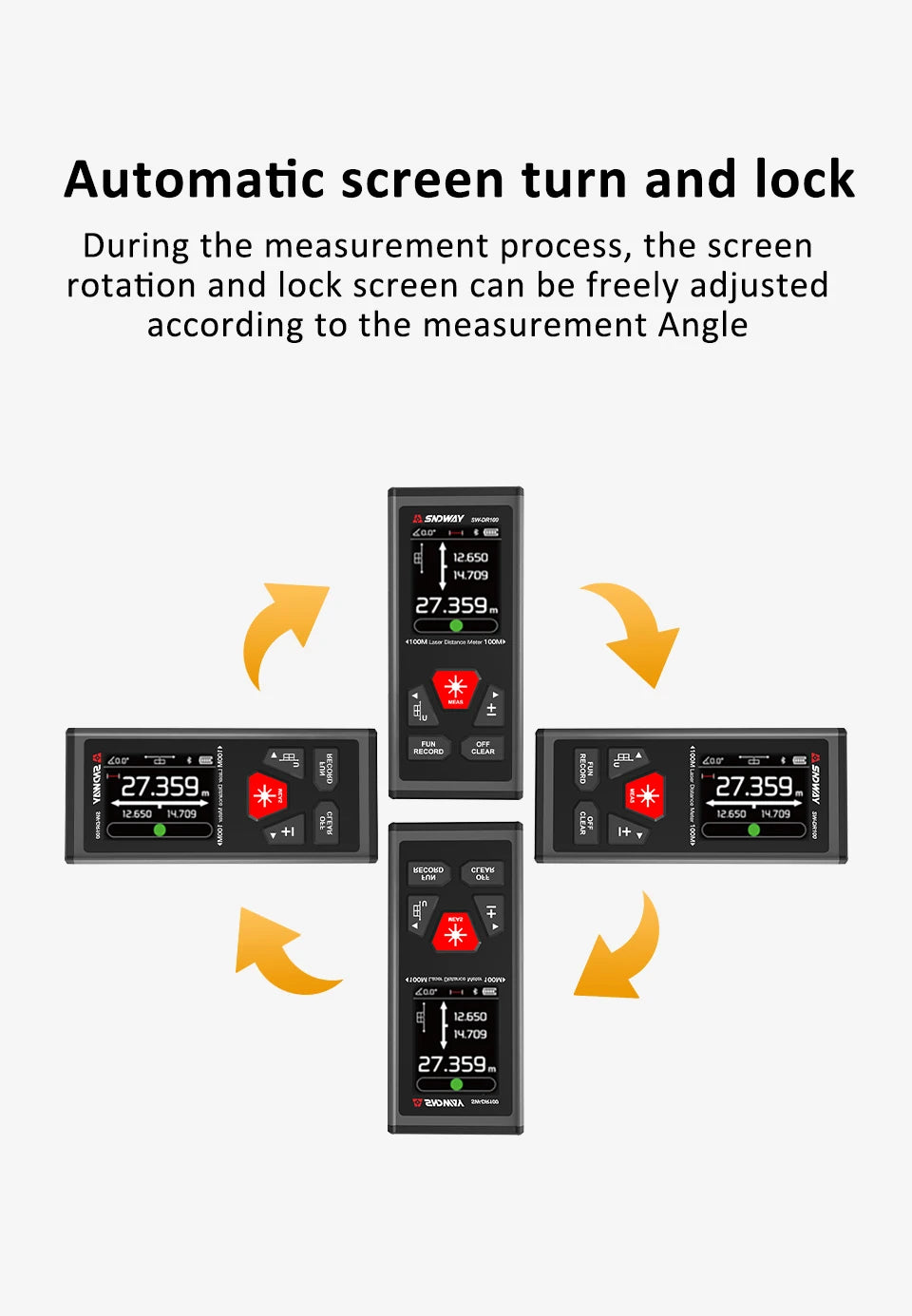 SW-DR/DG Series 2 Way Laser Measure Meter Rangefinder Red/Green Laser Distance Meter 60M/100M Digital Rechargeable Range Finder