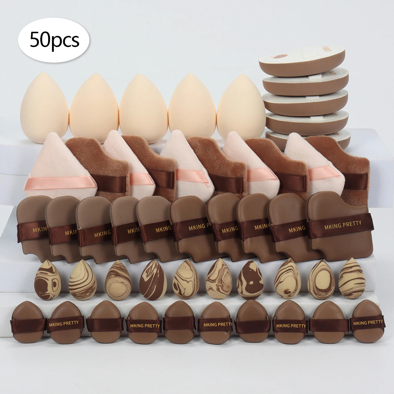 10/20/30/40/50-Piece Set of Multifunctional Makeup Tools, Expands When Exposed to Water, Suitable for All Skin Types