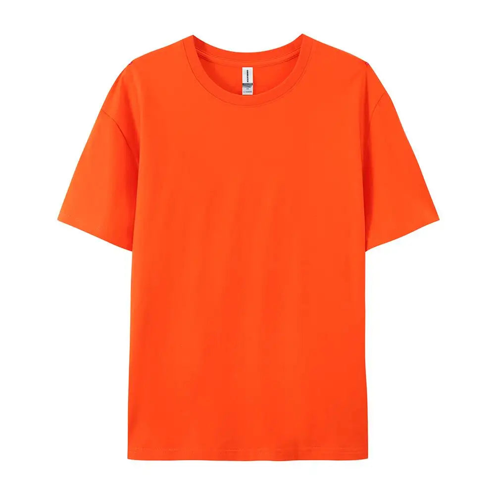 Loose Cotton Solid Tshirts Men Woman Short Sleeve Fashion Brand Trend Couple Clothing Tees Customized Candy Color Summer Tops