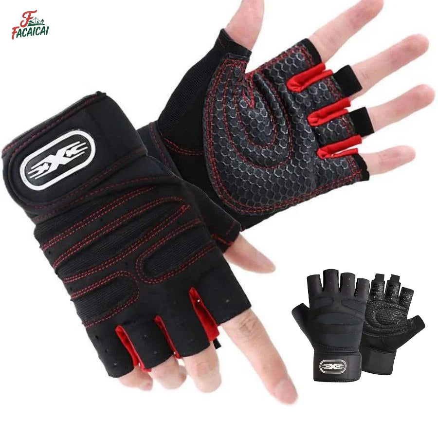 Ventilated Weight Lifting Gym Workout Gloves with Wrist Wrap Support for Men & Women,Full Palm Protection,for Weightlifting