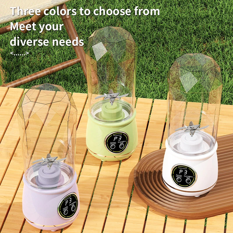 Portable USB rechargeable blender, electric juicer, 500ML capacity, 3-level power adjustment, for juicing fruits and vegetables