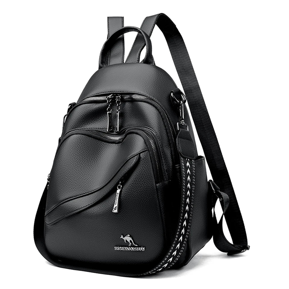 Fashion Backpacks Women Shoulder Bag Simple Rucksack Female Soft Leather Back Pack Ladies Travel Bag Large Capacity School Bags