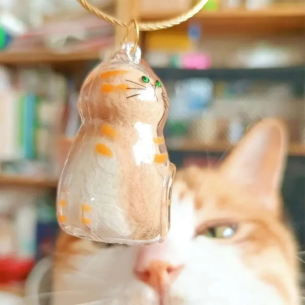 Transparent Pet Hair Keepsake Container Creative Handmade Cat Hair Pendant for Pet Hair Portable Keychain DIY Pendant Accessory