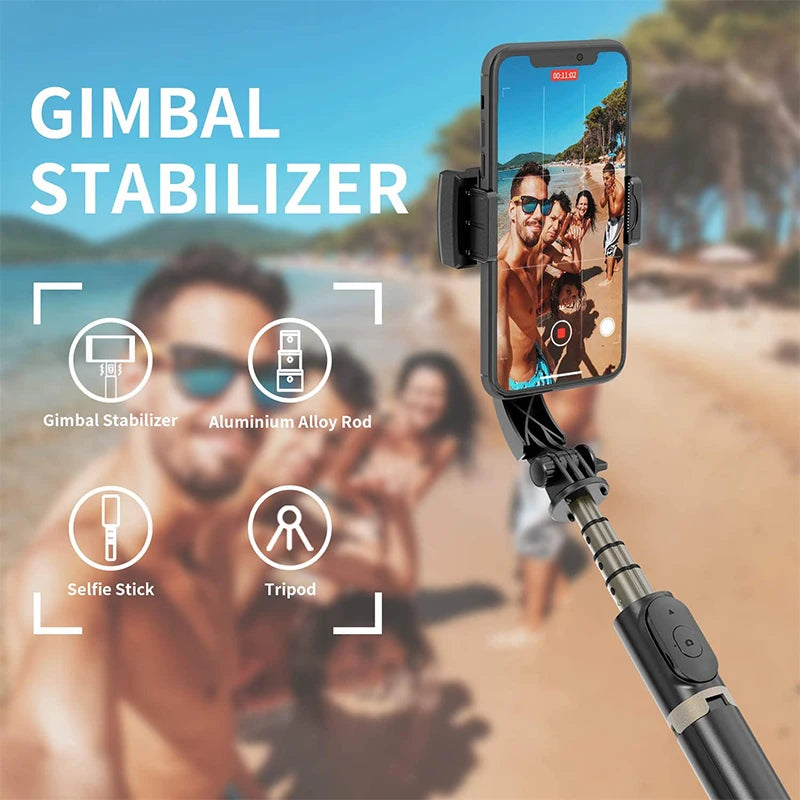 Gimbal Stabilizer for Smartphone,Selfie Stick Tripod with Remote Control Auto Balance 360° Rotation Phone Gimbal for Selfies