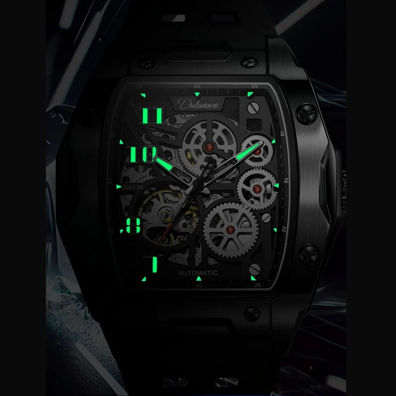 Watches For Men Original Automatic Mechanical Watch Skeleton Waterproof Luminous Men's Watch White Rubber Strap Reloj Hombre