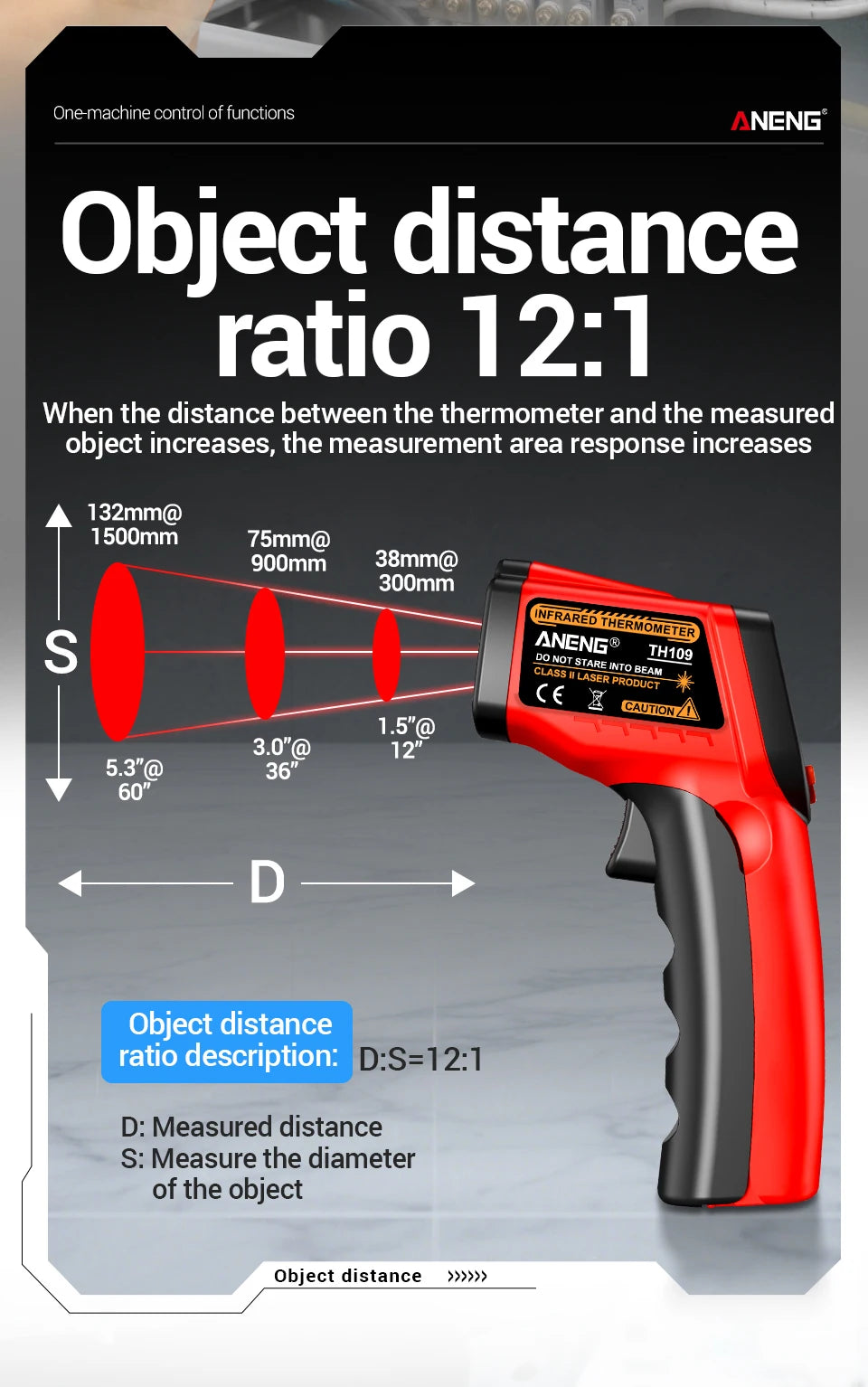 ANENG TH109 Thermometer IR Infrared Laser Industrial Temperature Measure Tester Non-Contact Thermometer Pyrometer Meter Tools