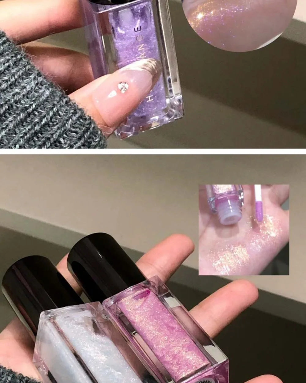 Sparkle Long-Lasting Lip Gloss Non-Fading Moisturizing Liquid Lipstick Non-Sticky Clear Lip Glaze for Women