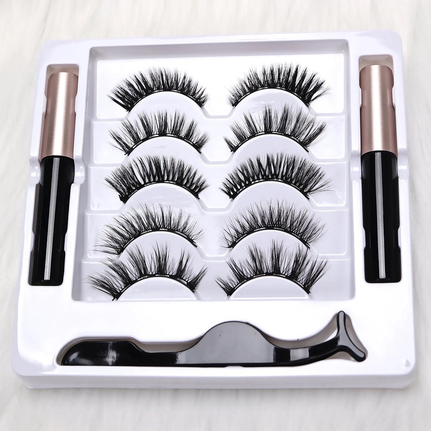 5 Pairs Magnetic Eyelashes Full Strip Set - No Glue Needed, False Lashes for Daily/Party Makeup