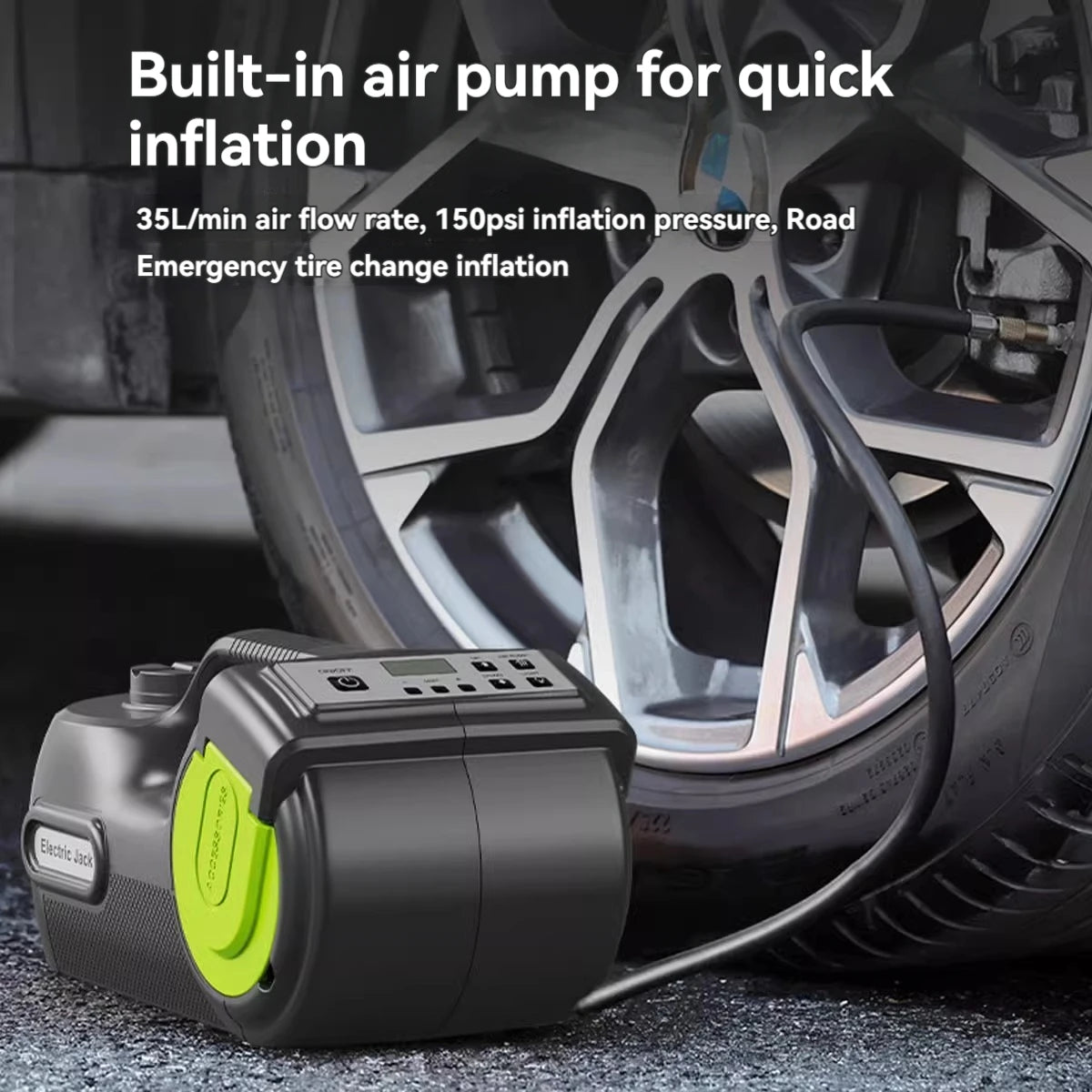 5 Ton Electric Car Jack  with Electric Impact Wrench, Built-in Inflatable Pump Hydraulic Jack Lift Portable Car