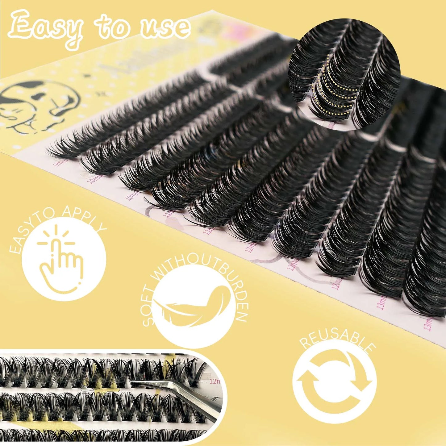 10 rows of 400 clusters makeup 3D eyelash extension natural eyelash tool 30/40/60/80D false eyelash personal eyelash extension