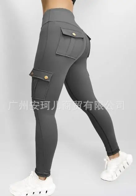 Women's Pants 2025 New All Season Pocket Work Suit Fitness Pants High Elasticity Tight Yoga Pants Quick Drying Running Pants