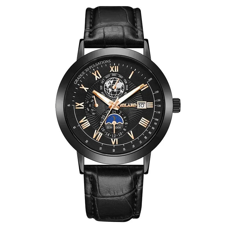 Men watches Wholesale Earth Date Wristwatches Leather Strap Quartz Watches for Men cheap men watch