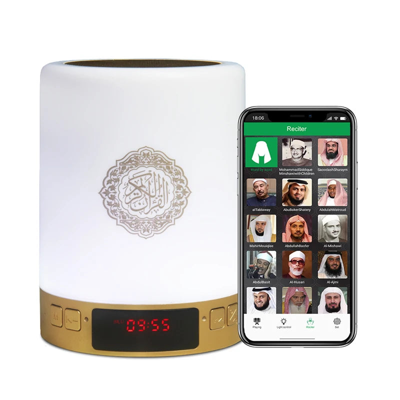 Islamic Wireless Portable Quran Speaker LED Night Light Koran Lamp With AZAN Clock Mp3 Player Muslim Gift Veilleuse Coranique
