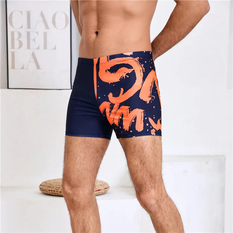 Men's Fashion Bathing Pants, 3-4-Quarter Swimsuit, Waterproof Swimwear