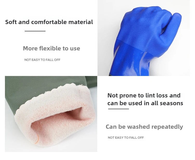 Warm fishing gloves, dishwashing, car washing, lengthened, non-slip, wear-resistant, waterproof, labor protection gloves