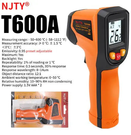 NJTY T400 T400A T600 T600A Digital Infrared Thermometer Laser Thermometer Non Contact Laser Thermometer Industrial Tool