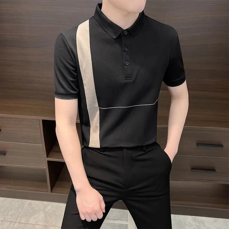 Summer Men's Clothing 2025 New Summer Top Cool and Stylish Ice Silk Trendy Brand Polo Shirt