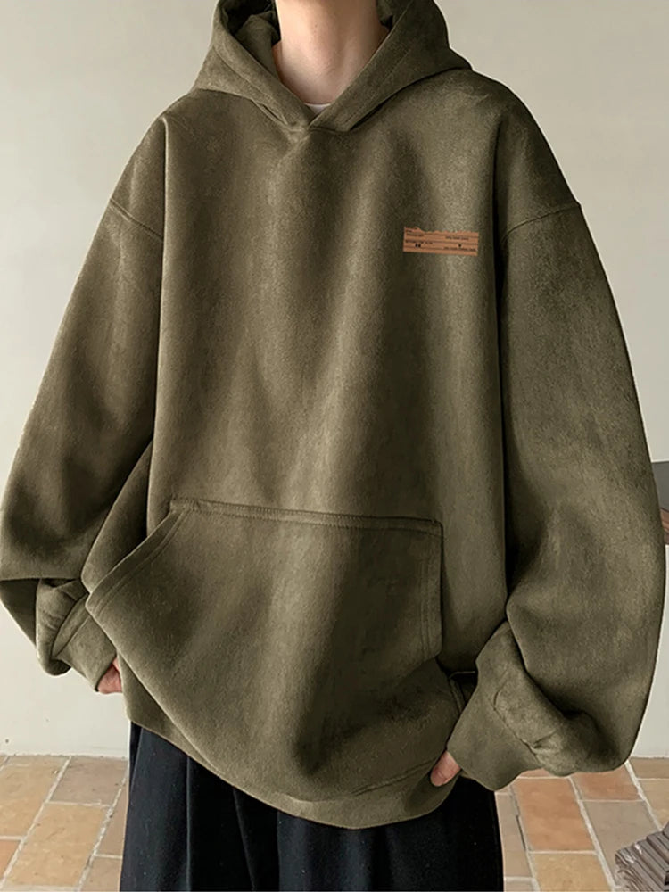 2026 New Suede Hooded Sweatshirts For Men Autumn Y2K Streetwear Printed Hoodies Hip Hop Fashion Retro Fleece Hoody Clothes